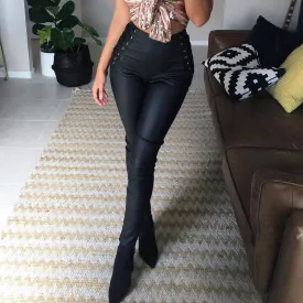 Fashion Lace-Up Zippered Pencil Pants
