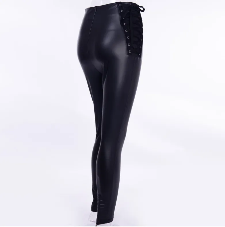 Fashion Lace-Up Zippered Pencil Pants