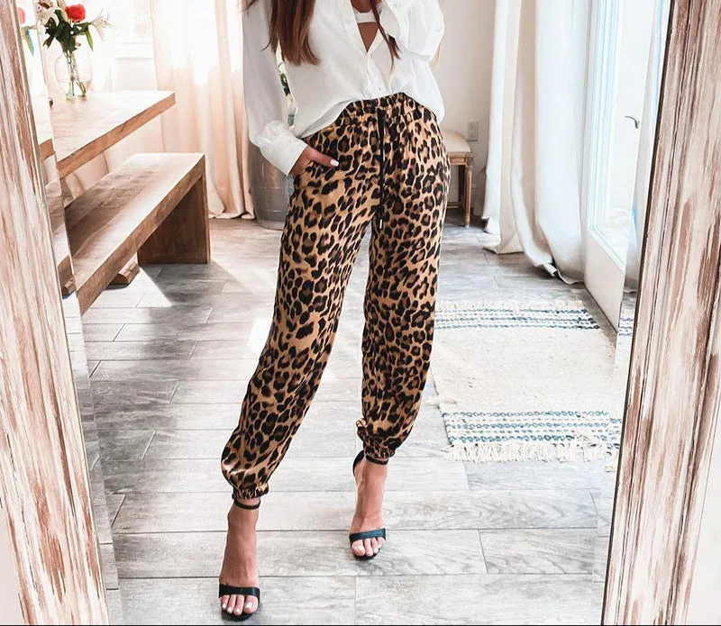 Fashion Leopard Elastic Waist Pants