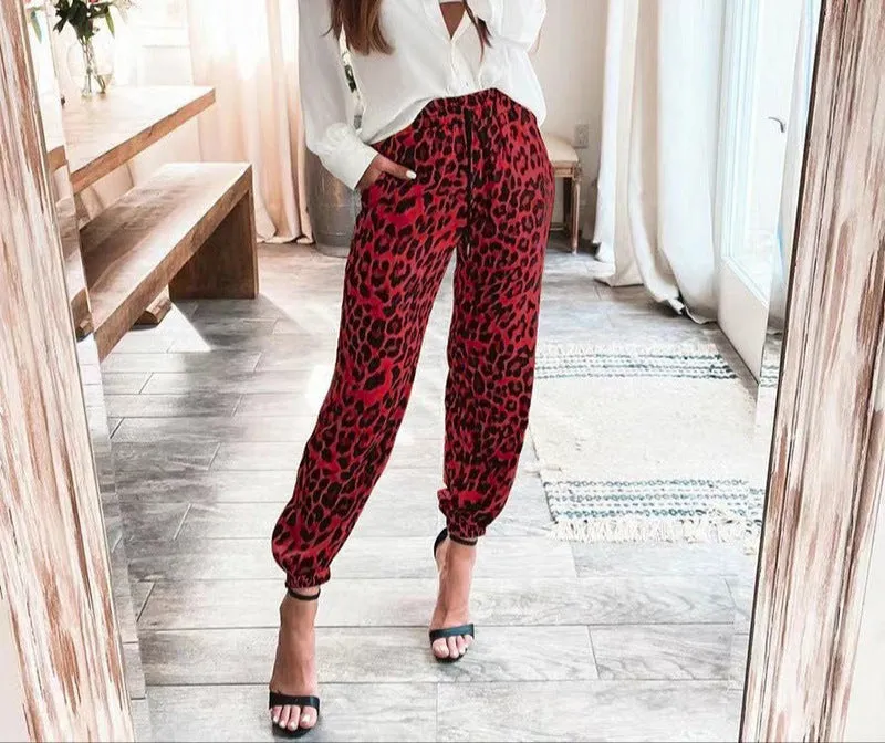 Fashion Leopard Elastic Waist Pants