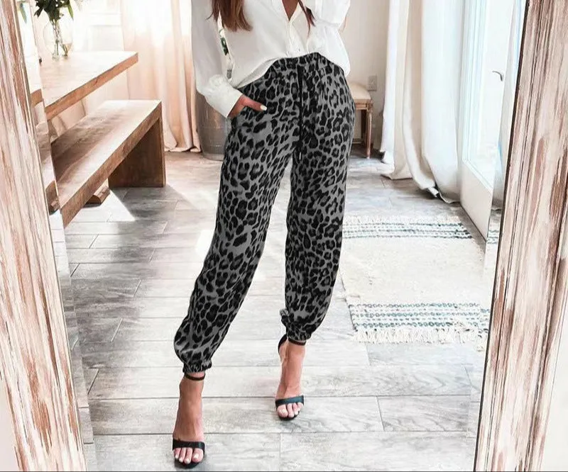 Fashion Leopard Elastic Waist Pants