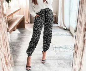 Fashion Leopard Elastic Waist Pants