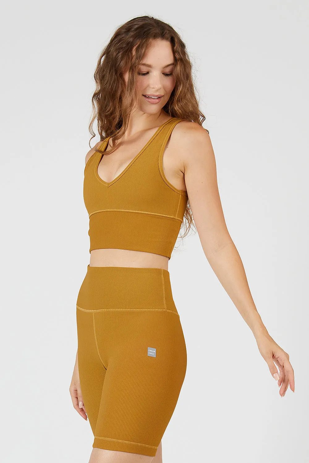 Jade V-neck sports bra top honey