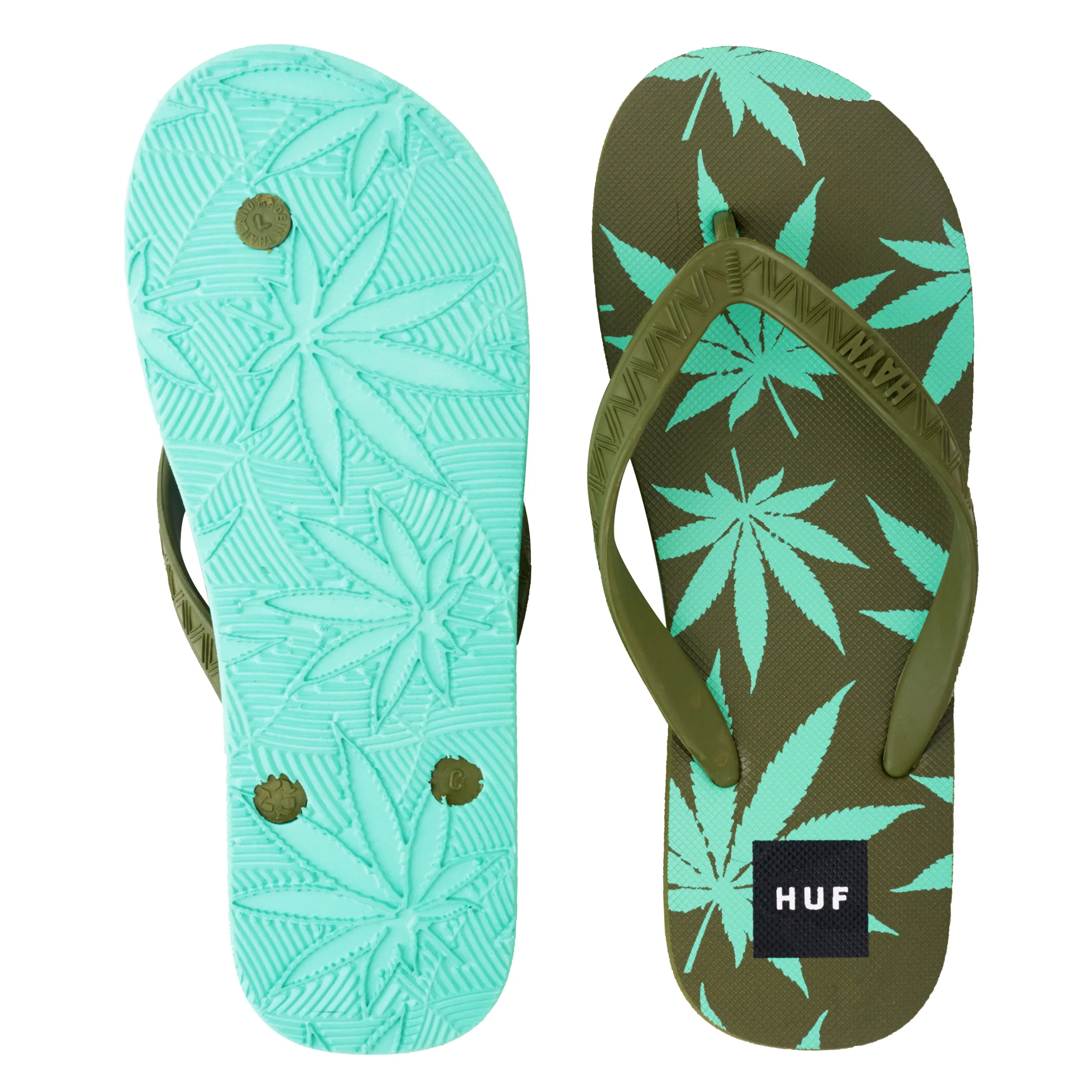 Men's Huf Plant Life Slippers (Olive/Mint)
