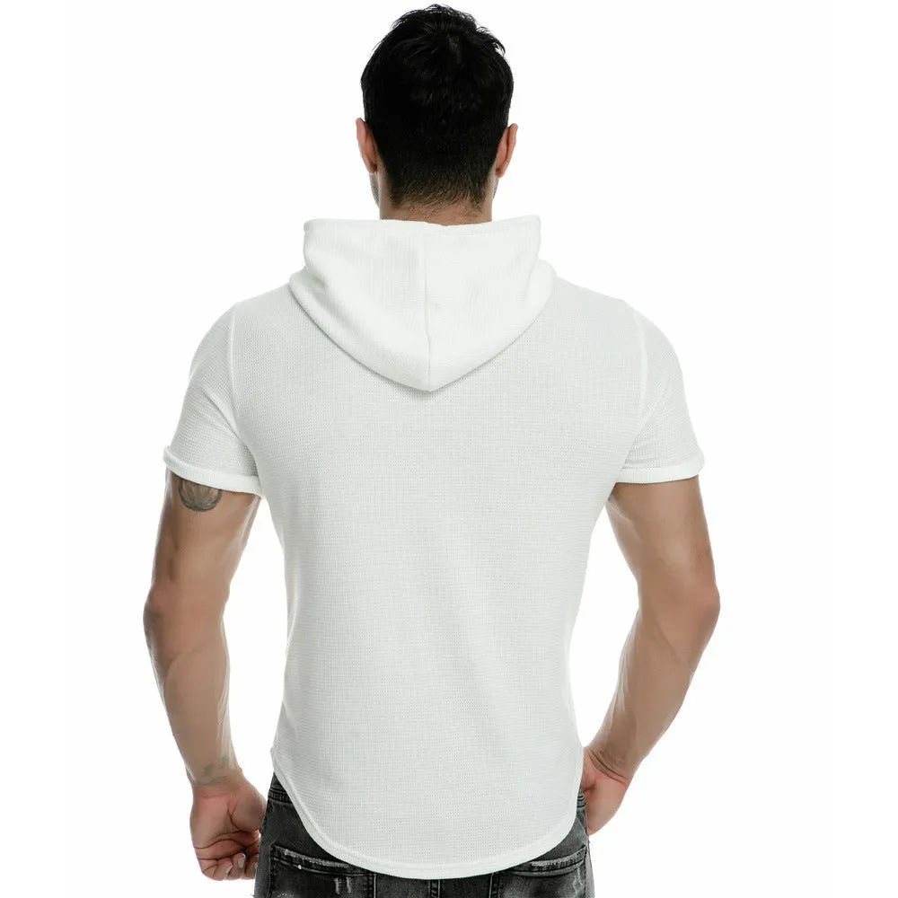 Men's Sports Short-Sleeved Pullover Hooded T-Shirt