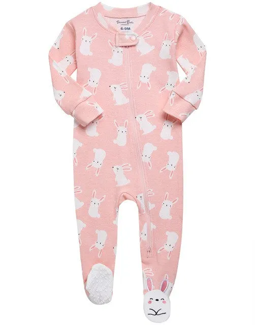 Pink Bunny Baby Footie