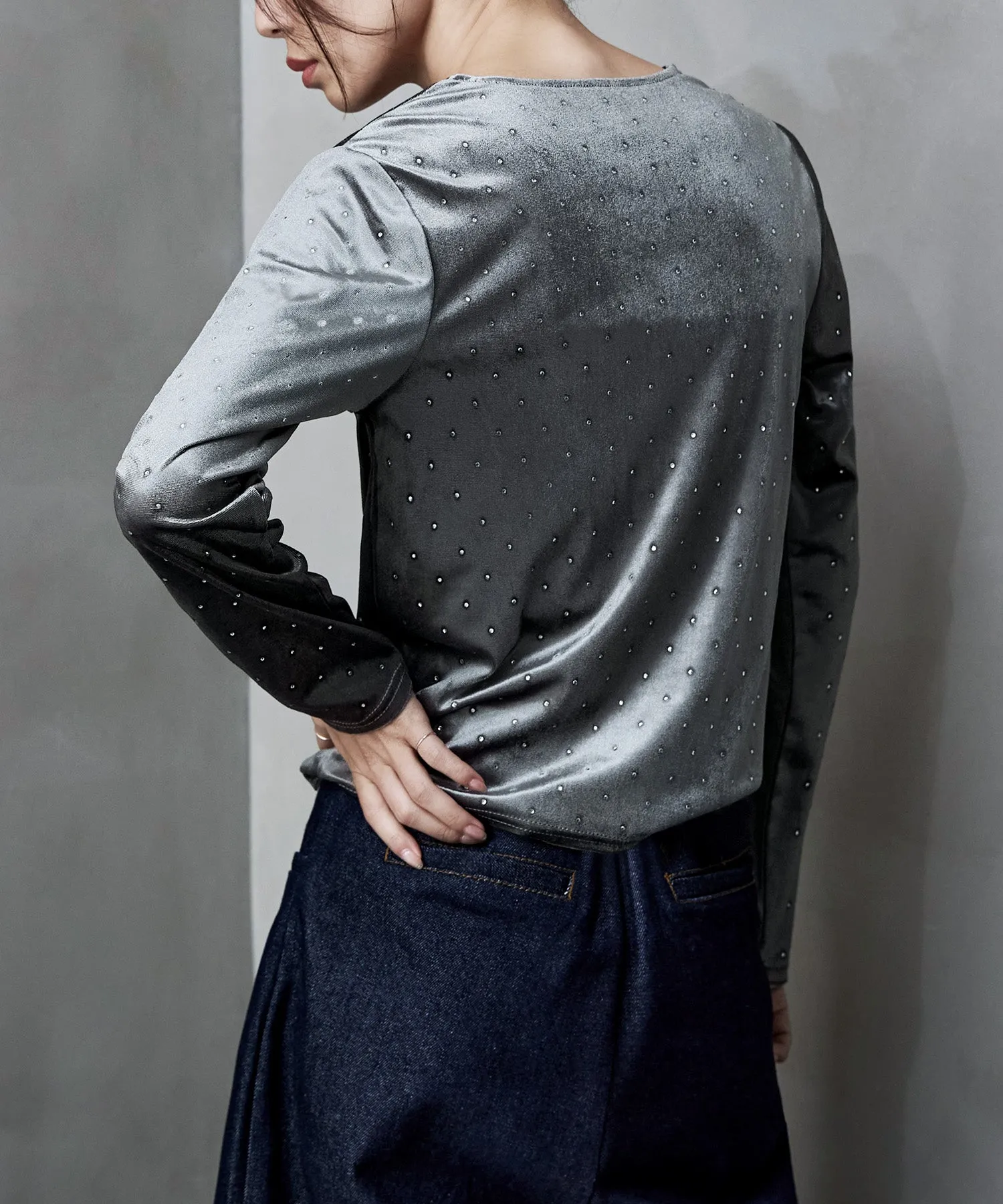 Rhinestone velour tops