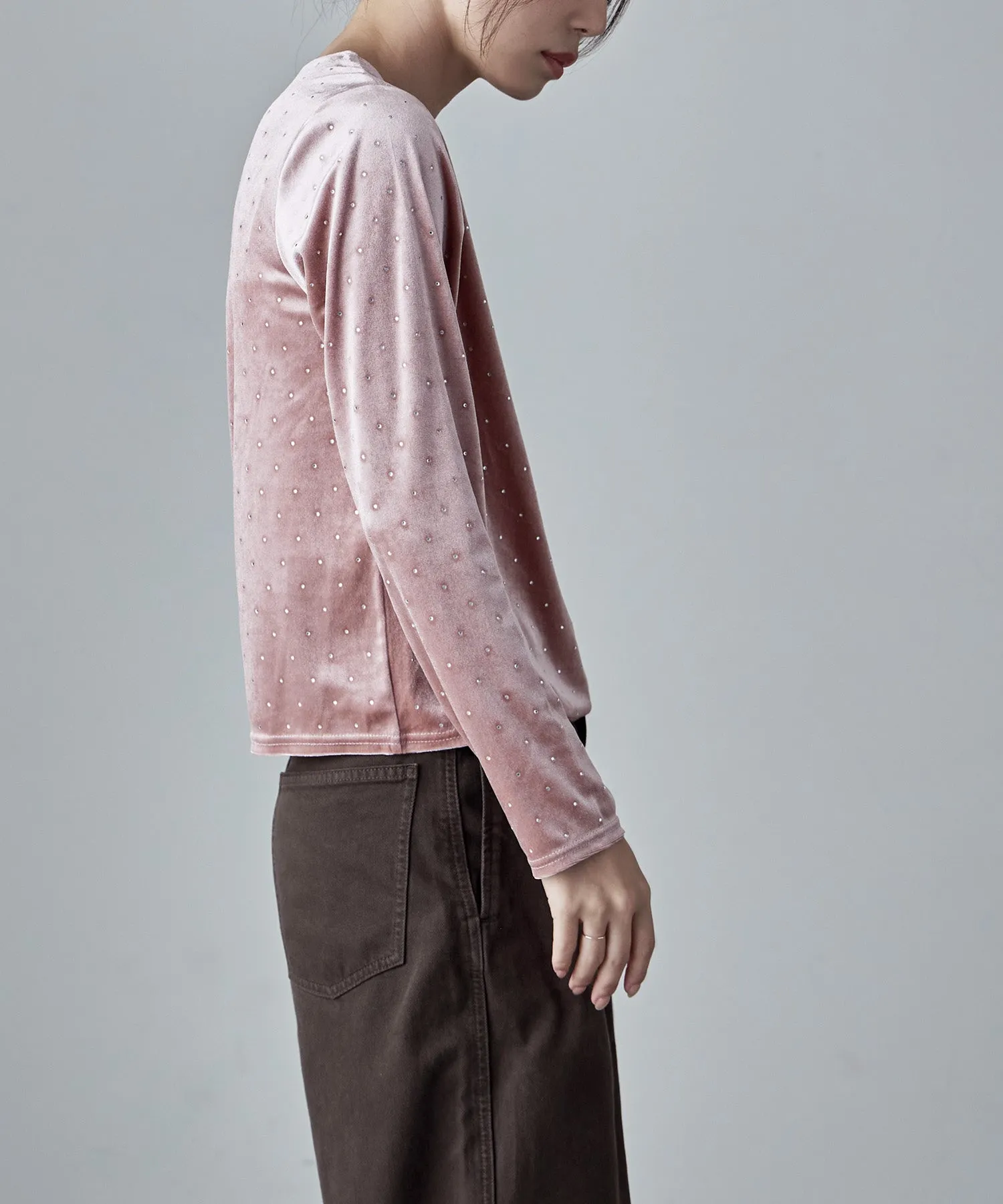 Rhinestone velour tops
