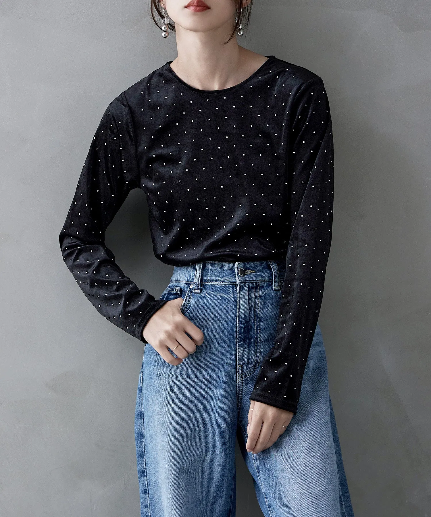 Rhinestone velour tops