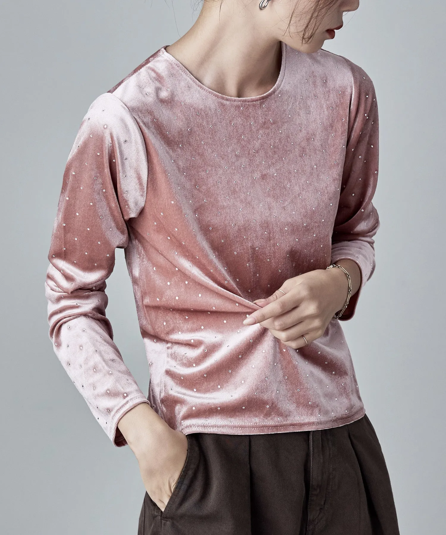 Rhinestone velour tops