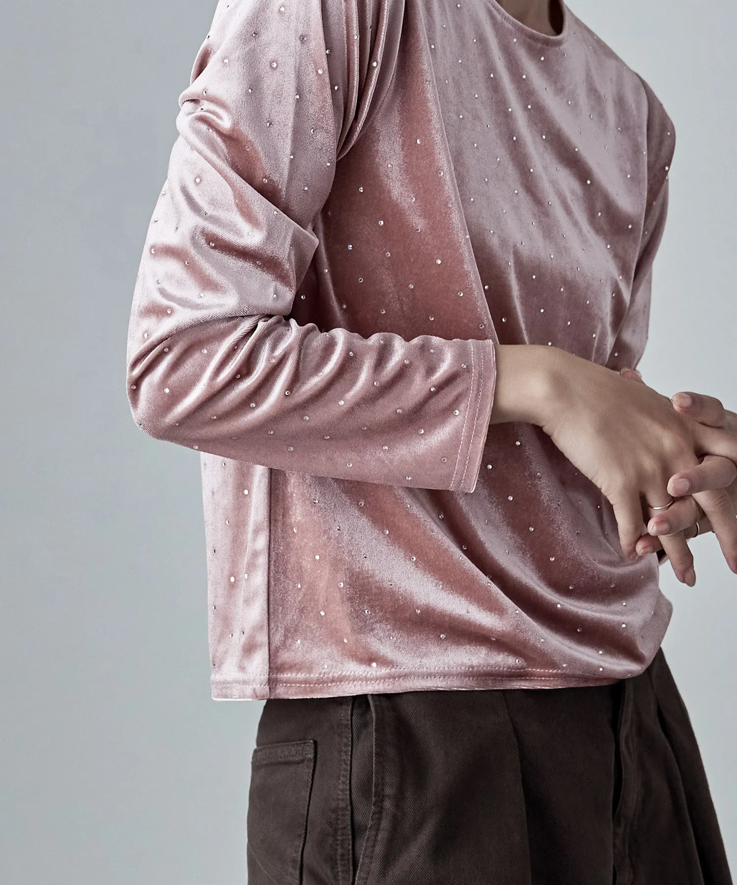 Rhinestone velour tops