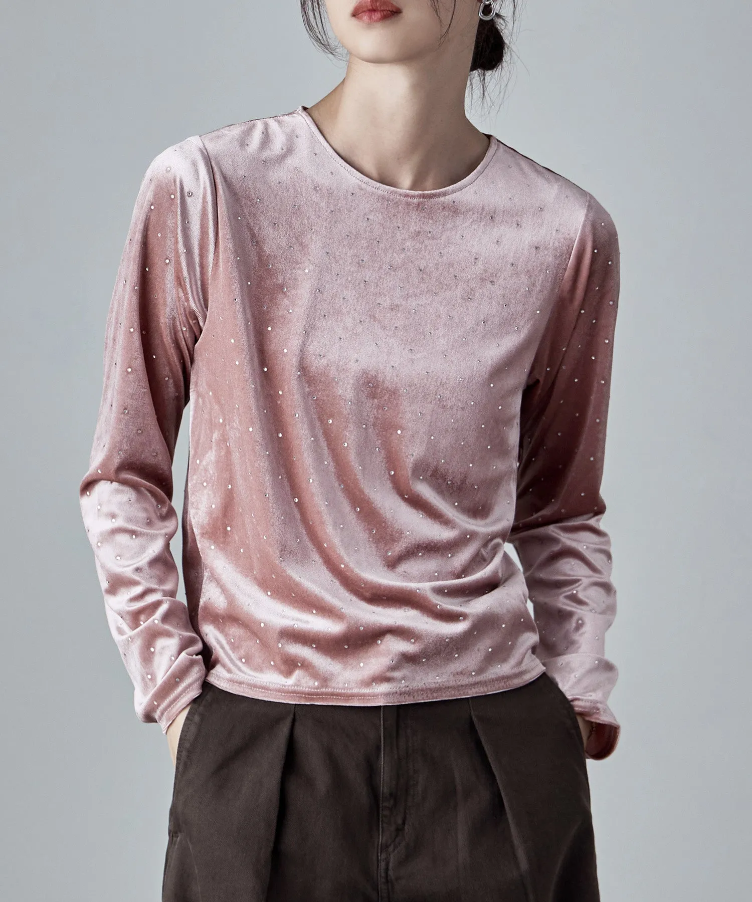 Rhinestone velour tops
