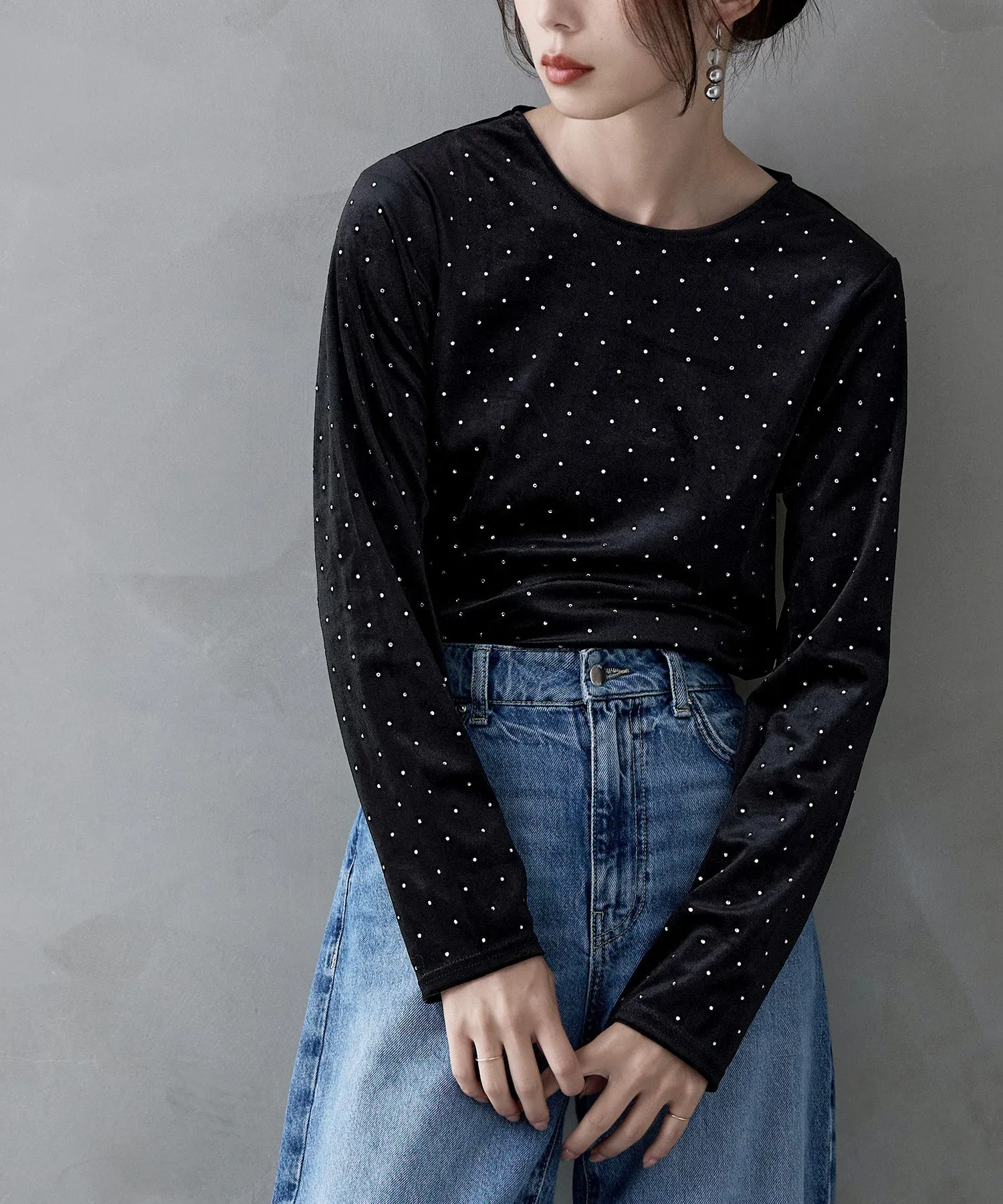 Rhinestone velour tops
