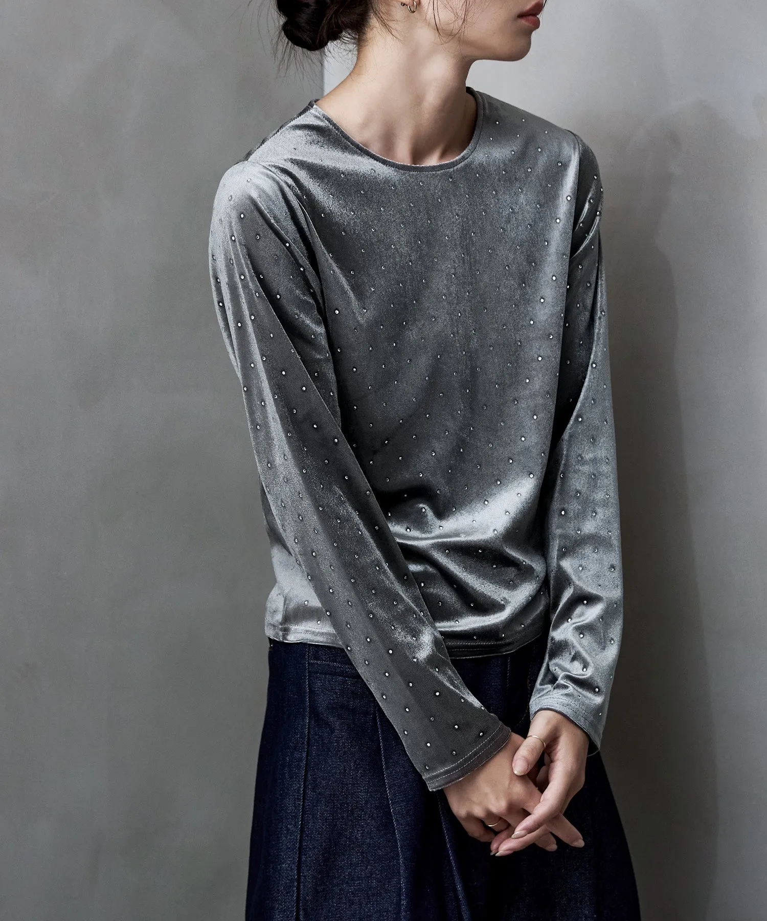 Rhinestone velour tops