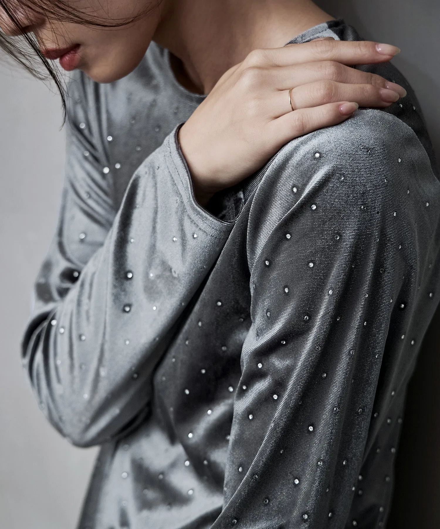 Rhinestone velour tops