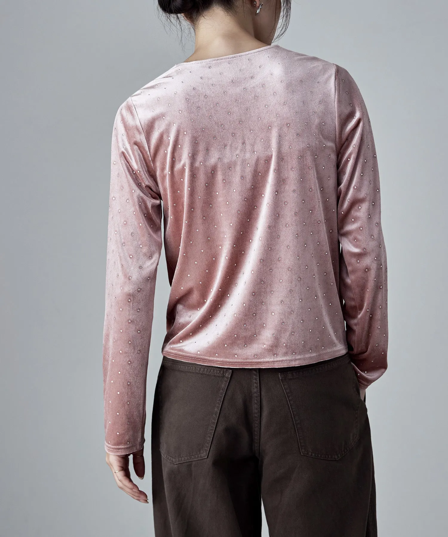 Rhinestone velour tops